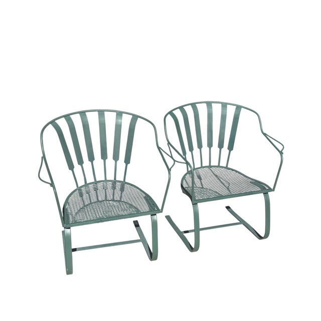 Mid-Century Modern Wrought Iron Pinecrest Bouncer Patio Chairs - A Pair For Sale - Image 13 of 14