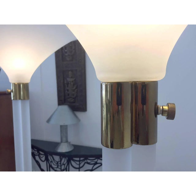 1970s Sandblasted Lucite Torchere by Karl Springer - Pair For Sale - Image 5 of 8