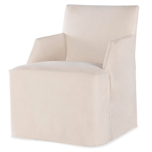 Tara Shaw for Century Furniture Stefano Skirted Chair - Taupe Suede For Sale In Charlotte - Image 6 of 6