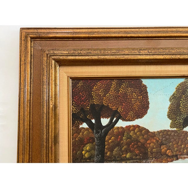 American Vintage "New England Days" Framed Oil on Canvas Painting by Robert Franke For Sale - Image 3 of 12