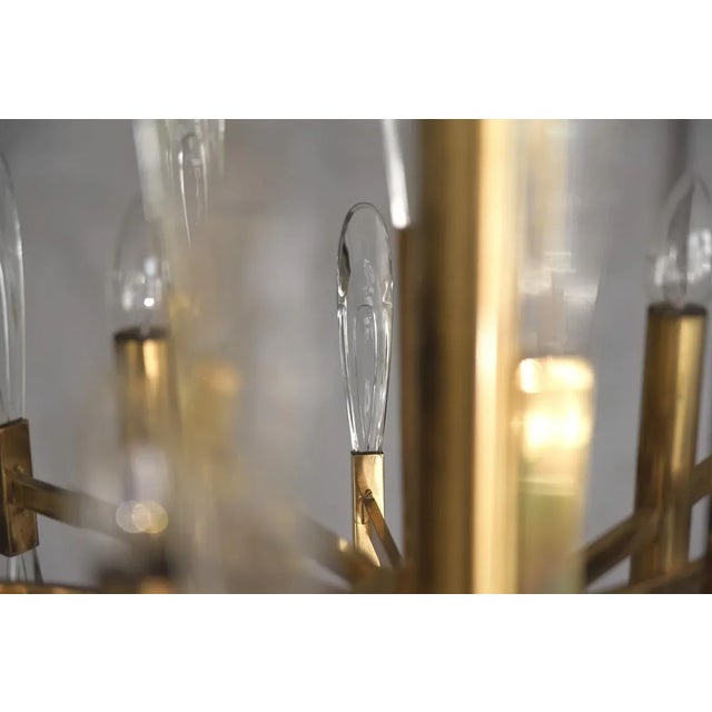Italian Brass & Glass Icicles Chandelier by Gaetano Sciolari, 1970s For Sale - Image 12 of 18