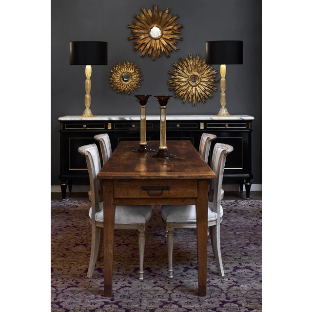 Murano glass pair of candlesticks with "avventurina" glass columns and rings, deep amber tops and bases signed Alberto...