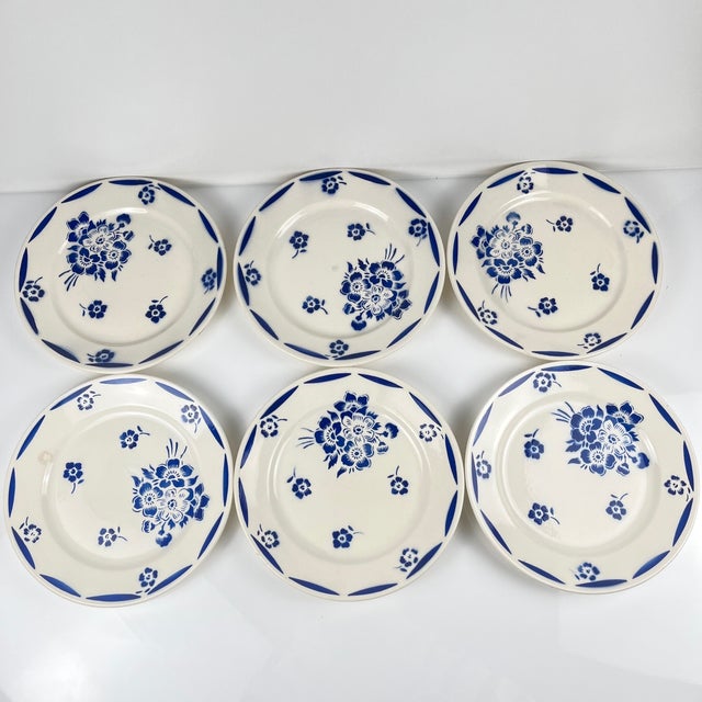 Vintage Semi-Porcelain Dessert Plates from Badonviller, 1920s, Set of 6 For Sale - Image 6 of 11