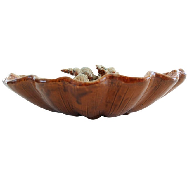 1960s Vintage 1960's Pottery Shell Trinket Dish Catchall Coastal Nautical Beach House For Sale - Image 5 of 10