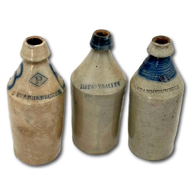 This Really is an Exceptionally Nice Collection of 3 Authentic Antique American Primitive Stoneware Beer & Ale Bottles....