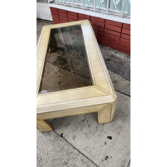 Vintage Distressed Leather Coffee Table For Sale - Image 9 of 12