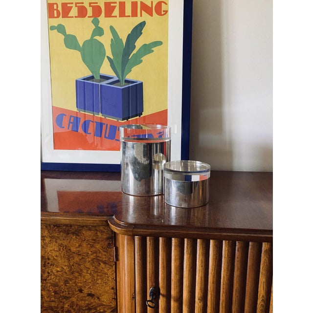 Modernist lucite and silver-plate set of boxes mellerio paris, france 1970s silver-plated metal, acrylic marked underside:...