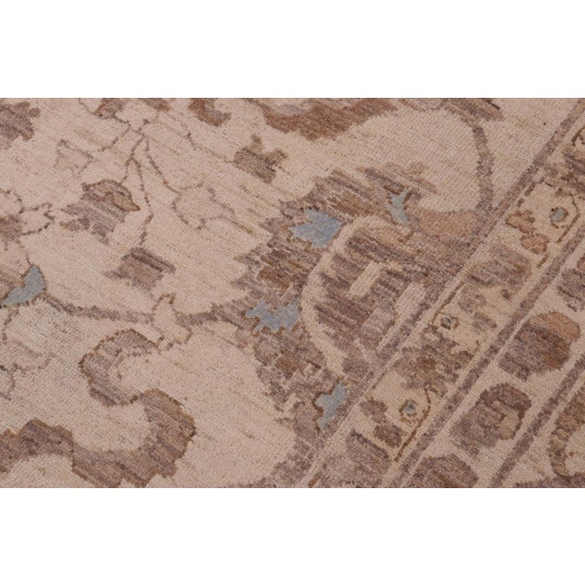 Shabby Chic Ziegler Ivory Ivory Hand-Knotted Wool Rug - 11'7'' X 17'6'' For Sale In New York - Image 6 of 8