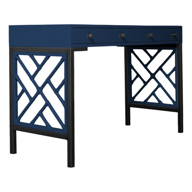 Chippendale Writing Desk - Navy For Sale