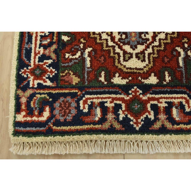Heriz Rug 2′ X 3’1” Ivory Wool Traditional Hand-Knotted Oriental Carpet For Sale In Philadelphia - Image 6 of 8