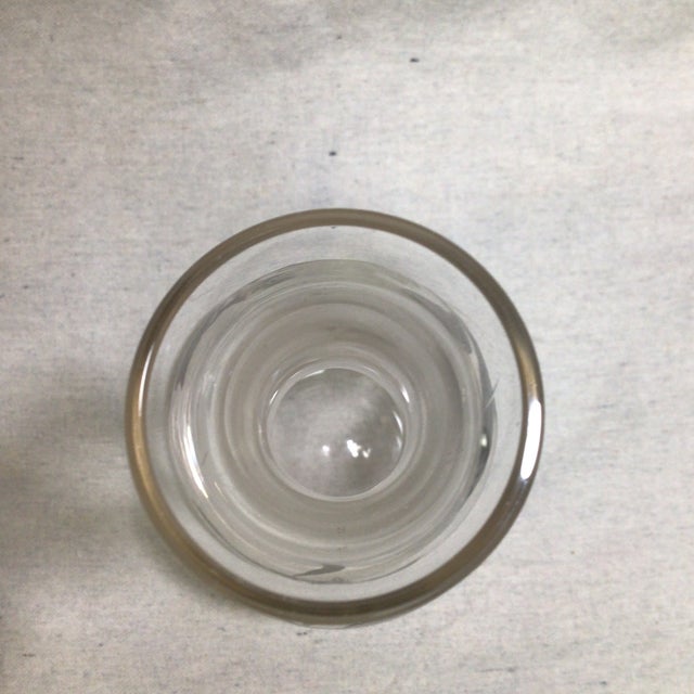 Vintage Etched a Silver Leaf Brandy/Port Decanter With 4 Ombré Brandy Glasses-Set of 5 For Sale In Sacramento - Image 6 of 12