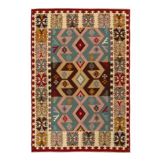Handwoven Vintage Turkish Kilim Rug in Multicolor, Tribal Geometric Pattern For Sale