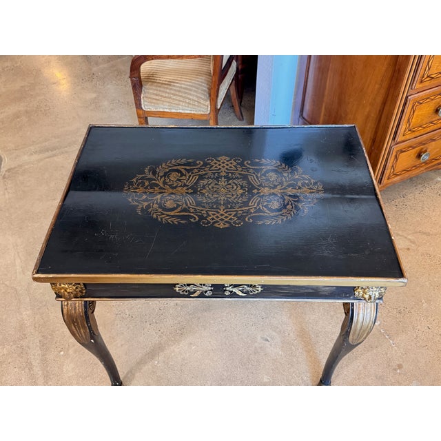 Black Napoleon III Ebonized and Gilt Side Table For Sale - Image 8 of 12