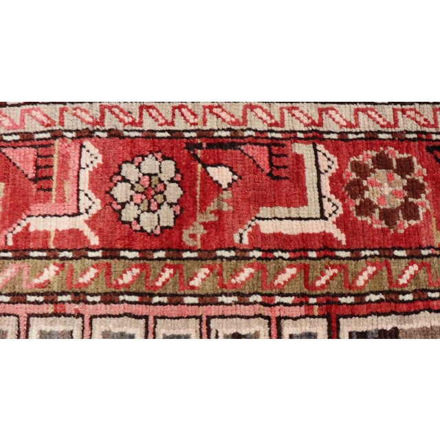 Early 20th Century Antique Caucasian Karabagh Gallery Runner With Large Medallions of Pink and Red For Sale - Image 9 of 12