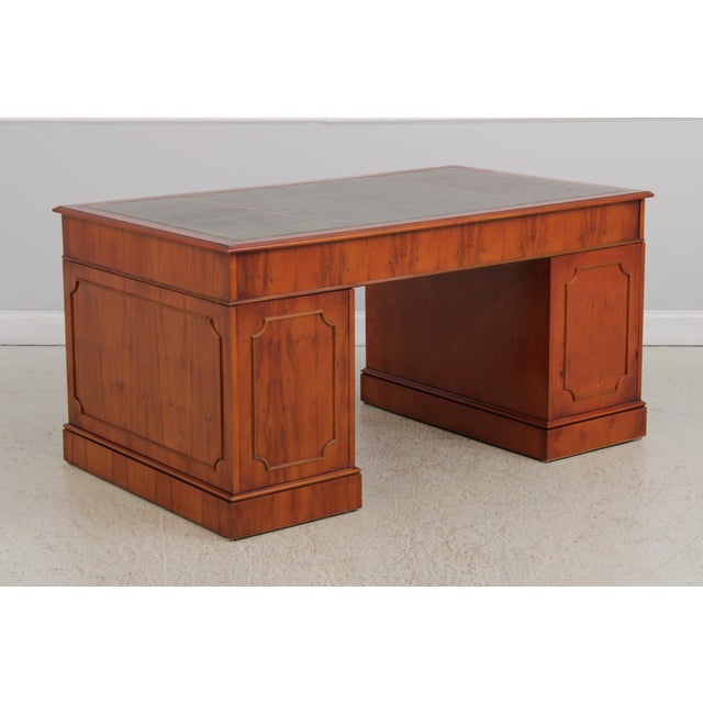 Bevan Funnel Green Leather Top Executive Desk For Sale - Image 16 of 17