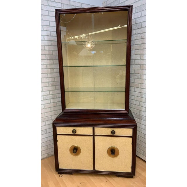 Art Deco Paul Frankl for Johnson Furniture Mahogany & Cork Buffet Cabinet For Sale - Image 12 of 12