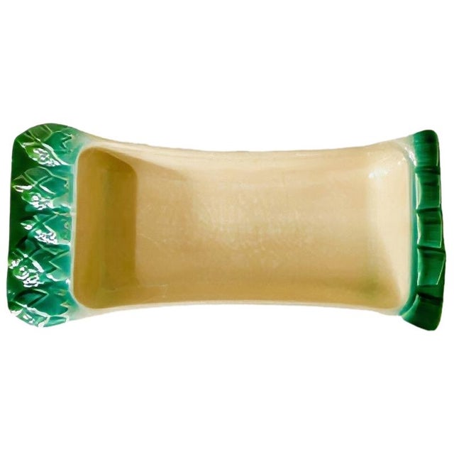 Mid-Century Modern Vintage Majolica Asparagus Dish from Breton, 1950s For Sale - Image 3 of 9