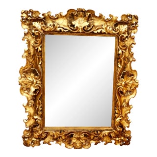 Late 19th Century Italian Baroque Gold Leaf Giltwood Mirror For Sale