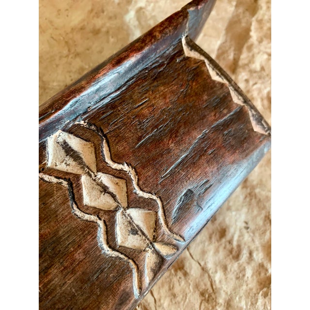 Tribal Vintage Cameroon Namji Prestige Handcarved Wood Stool, Headrest African Ceremonial Tribal Art For Sale - Image 3 of 12