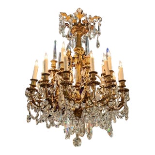 Fine 19th C. French Gilt Bronze and Crystal Chandelier For Sale