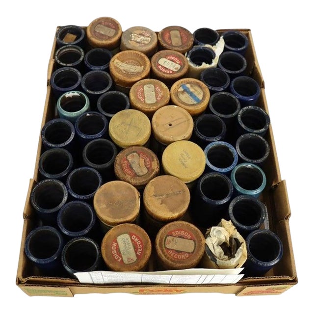 Collection of 47 Antique Edison Phonograph Cylinders C1890 For Sale