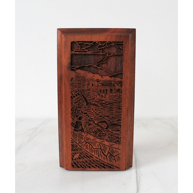 Vintage Lasercraft Walnut Wood Bookend For Sale - Image 4 of 10