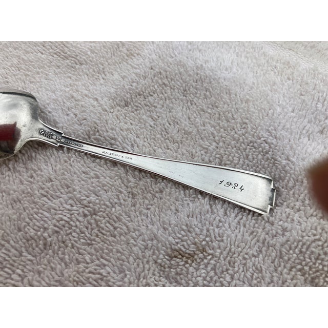 1924 Dated J. A. Staff & Son Sterling Silver Spoons - A Pair For Sale - Image 9 of 18