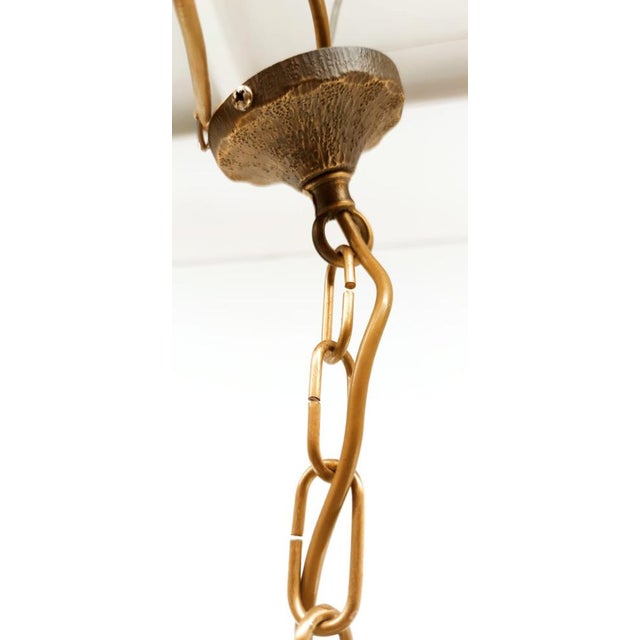 Metal Brass Lantern Hanging Light in Amber Glass For Sale - Image 7 of 14