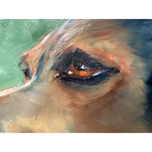 Original Oil Painting on Wood Panel “Hunting Hound Dog in Profile" -Framed 20x17” For Sale - Image 4 of 6