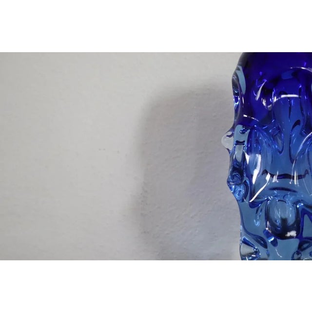 Art Glass Blue Vase in Blown Glass attributed to Börne Augustsson, 1940s For Sale - Image 4 of 13