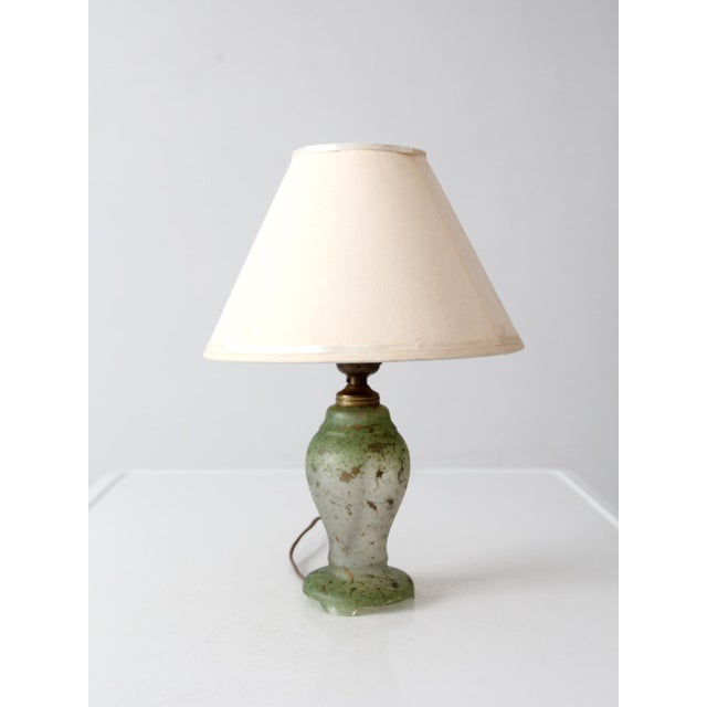 Vintage 1930s Green Glass Table Lamp For Sale - Image 13 of 13