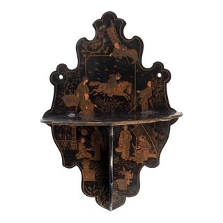 Antique Chinoiserie Paper Mache Folding Shelf Bracket For Sale