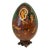 Hand Painted Lacquered Wood Egg of Mother of God Virgin Mary & Jesus on Stand For Sale