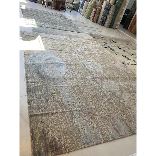 Early 21st Century Textural Silk Rug in Faint Blues and Pinks by Doris Leslie Blau For Sale - Image 5 of 8
