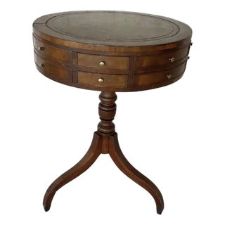 Regency Leather Top Mahogany Drum Table For Sale