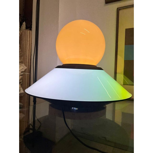 Space Age Double Light Lamp in Glass and Steel, 1970s For Sale - Image 16 of 18