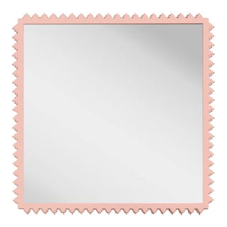 Fleur Home Carnival Muses Square Mirror in Salmon Berry, 32x32 For Sale