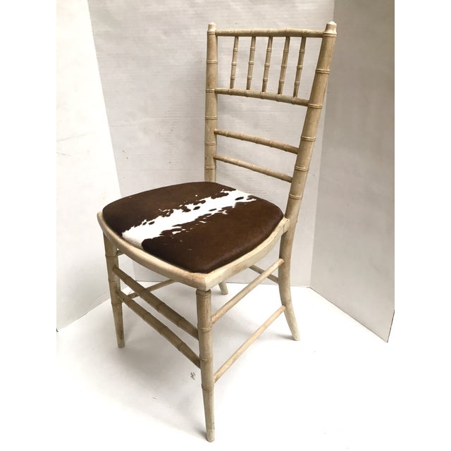 Faux Bamboo Painted Accent Chair with Cowhide Seat Chairish