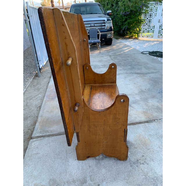 Antique 1800's Primitive Pine Tilt Top Table Bench For Sale - Image 11 of 12