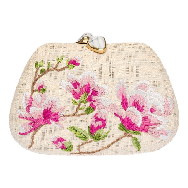 Tamu Bean Clutch in Natural / Pink For Sale