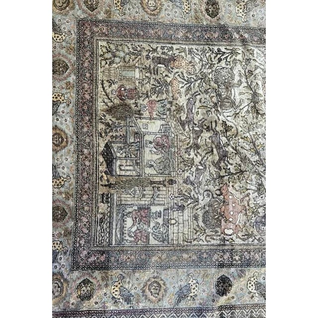 An elegant and intricately detailed piece, this vintage Sivas silk-on-cotton rug reflects the refined artistry of Safavid-...