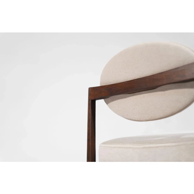 Wood Set of 2 Walnut Side Chairs by Jens Risom in Natural Mohair, Circa 1950s For Sale - Image 7 of 11