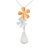 Elegant 18K White Gold Floral Drop Necklace featuring red coral, chalcedony, rose quartz, and sparkling diamonds, perfect...