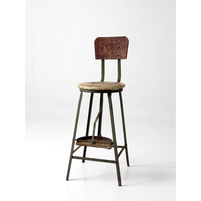 Antique Industrial Drafting Chair With Step For Sale - Image 16 of 18