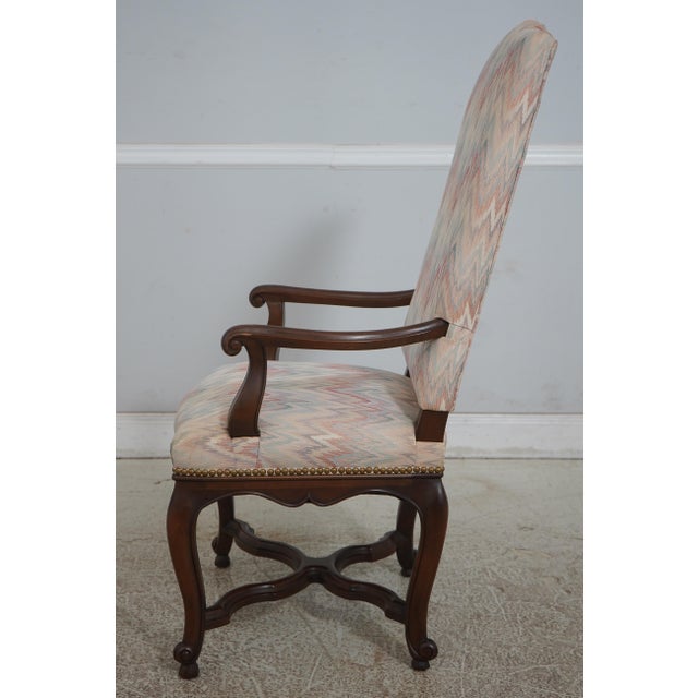 French Pair Baker French Louis XIV Style Upholstered Chairs For Sale - Image 3 of 12