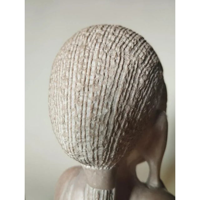 Cream Carved Soapstone Maasai Busts, 1970s, Set of 2 For Sale - Image 8 of 9