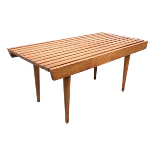 Mid 20th Century Diminutive Mid Century Slat Table Bench For Sale