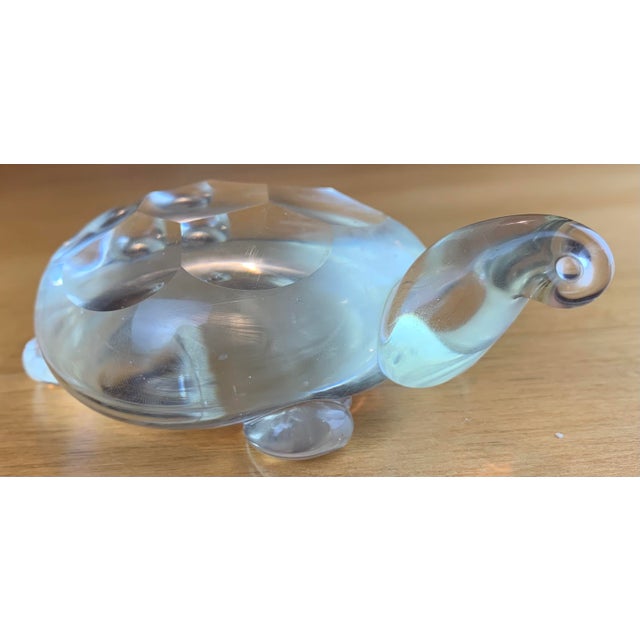 Glass Mid-20th Century Vintage Glass Turtle Paperweight For Sale - Image 7 of 8