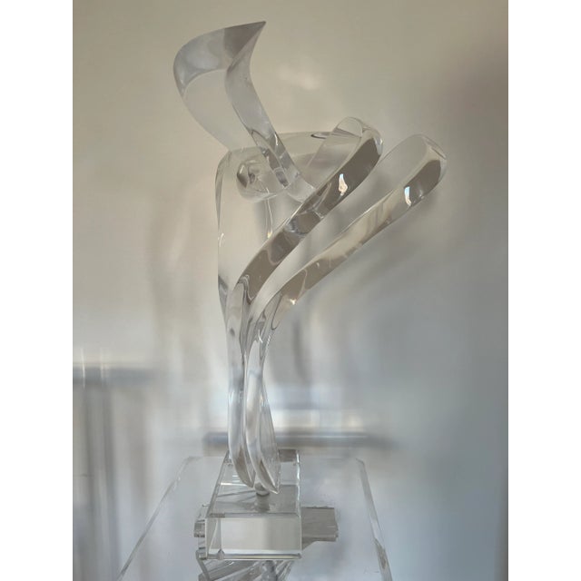 1970s 1970s Abstract Double Ribbon Lucite Sculpture For Sale - Image 5 of 9