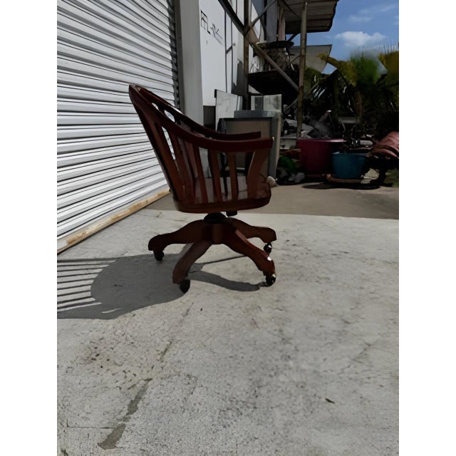 Late 20th Century Windsor Style Swivel Adjustable Height office Chair For Sale In Houston - Image 6 of 6
